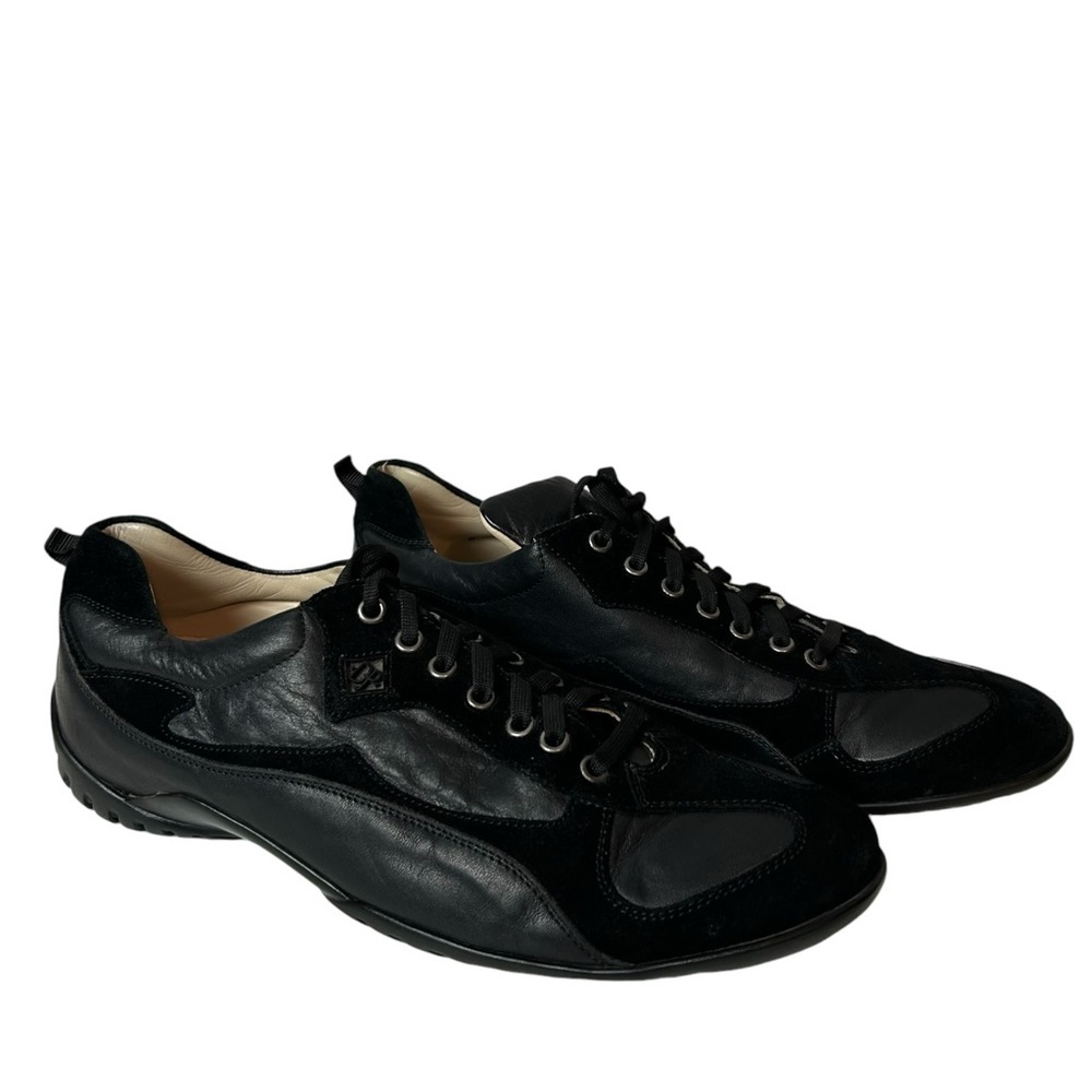 Donald J Pliner Mens Black Leather / Fabric Fashion Sneakers Mens Size 9.5 M